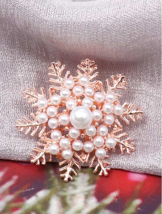 Snowflake Brooch W/ Pearls